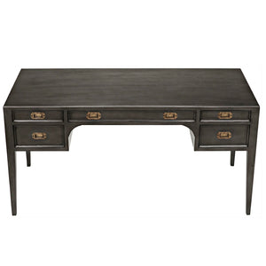 Noir Africa Desk - Elegant Colonial Design with Solid Mahogany, Brass Hardware for Timeless Home Office Style Pale GDES174P