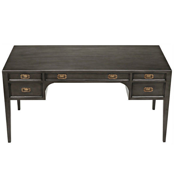 Noir Africa Desk - Elegant Colonial Design with Solid Mahogany, Brass Hardware for Timeless Home Office Style Pale GDES174P