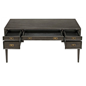 Noir Africa Desk - Elegant Colonial Design with Solid Mahogany, Brass Hardware for Timeless Home Office Style Pale GDES174P