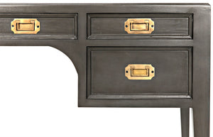 Noir Africa Desk - Elegant Colonial Design with Solid Mahogany, Brass Hardware for Timeless Home Office Style Pale GDES174P