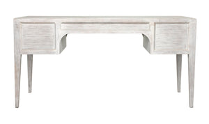 Noir Africa Desk - Elegant Colonial Design with Solid Mahogany, Brass Hardware for Timeless Home Office Style White Wash GDES174WH