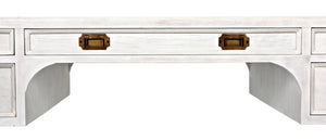 Noir Africa Desk - Elegant Colonial Design with Solid Mahogany, Brass Hardware for Timeless Home Office Style White Wash GDES174WH