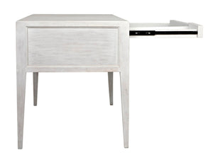 Noir Africa Desk - Elegant Colonial Design with Solid Mahogany, Brass Hardware for Timeless Home Office Style White Wash GDES174WH