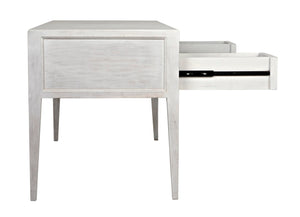 Noir Africa Desk - Elegant Colonial Design with Solid Mahogany, Brass Hardware for Timeless Home Office Style White Wash GDES174WH