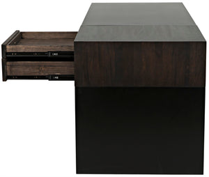Noir Alvaro Desk: Industrial Black Iron Frame with Warm Ebony Walnut Drawers for Modern Workspaces GDES179MTB