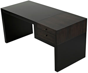 Noir Alvaro Desk: Industrial Black Iron Frame with Warm Ebony Walnut Drawers for Modern Workspaces GDES179MTB