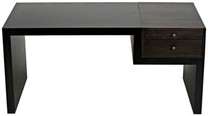 Noir Alvaro Desk: Industrial Black Iron Frame with Warm Ebony Walnut Drawers for Modern Workspaces GDES179MTB