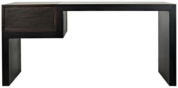 Noir Alvaro Desk: Industrial Black Iron Frame with Warm Ebony Walnut Drawers for Modern Workspaces GDES179MTB