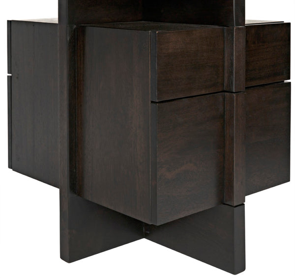 Noir Bridge Desk - Handcrafted Ebony Walnut with Contemporary Design, Spacious Storage & Timeless Style GDES180EB