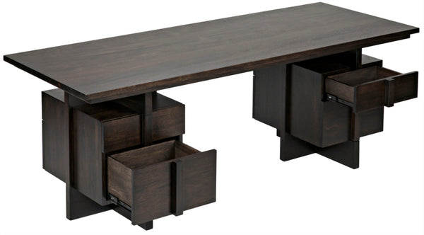 Noir Bridge Desk - Handcrafted Ebony Walnut with Contemporary Design, Spacious Storage & Timeless Style GDES180EB