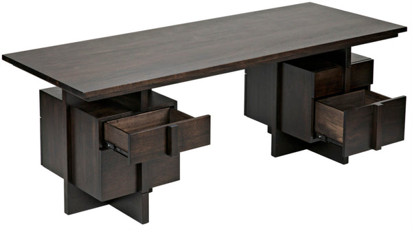 Noir Bridge Desk - Handcrafted Ebony Walnut with Contemporary Design, Spacious Storage & Timeless Style GDES180EB