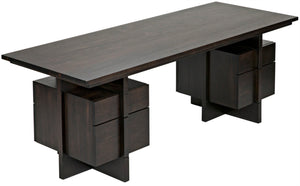 Noir Bridge Desk - Handcrafted Ebony Walnut with Contemporary Design, Spacious Storage & Timeless Style GDES180EB