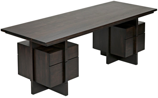 Noir Bridge Desk - Handcrafted Ebony Walnut with Contemporary Design, Spacious Storage & Timeless Style GDES180EB