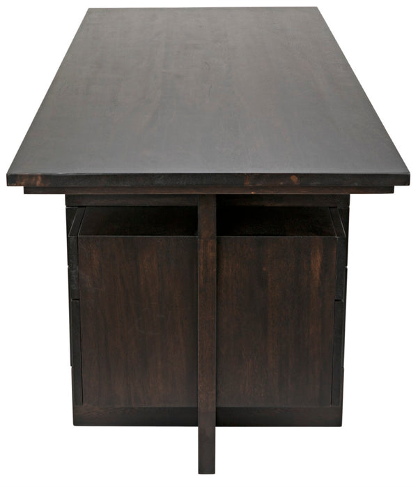 Noir Bridge Desk - Handcrafted Ebony Walnut with Contemporary Design, Spacious Storage & Timeless Style GDES180EB