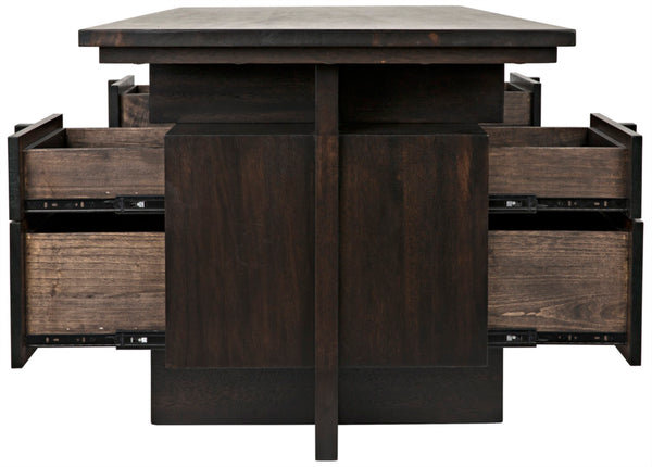 Noir Bridge Desk - Handcrafted Ebony Walnut with Contemporary Design, Spacious Storage & Timeless Style GDES180EB