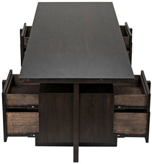 Noir Bridge Desk - Handcrafted Ebony Walnut with Contemporary Design, Spacious Storage & Timeless Style GDES180EB
