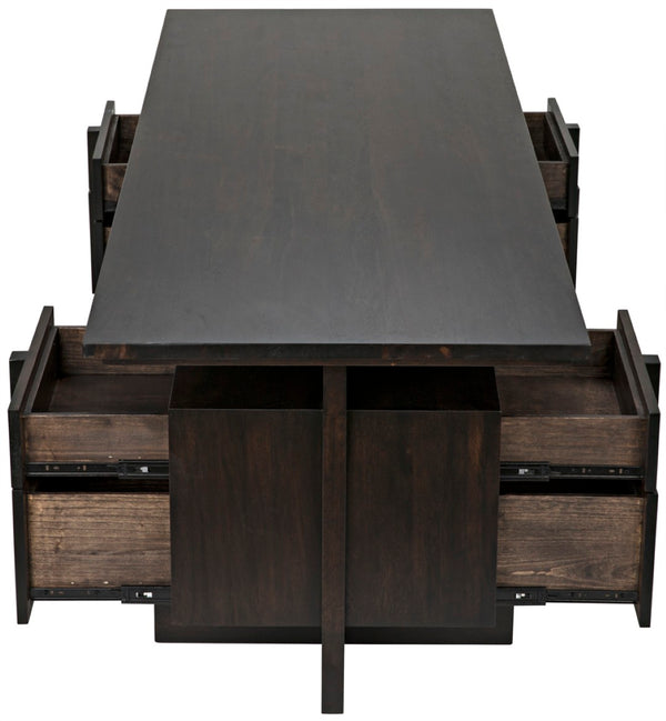 Noir Bridge Desk - Handcrafted Ebony Walnut with Contemporary Design, Spacious Storage & Timeless Style GDES180EB