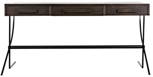 Noir Frank Writing Desk, Elegant Ebony Walnut with Sturdy Iron Base for Home Office & Study Use GDES181EB