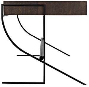 Noir Frank Writing Desk, Elegant Ebony Walnut with Sturdy Iron Base for Home Office & Study Use GDES181EB