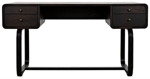 Noir Voltes Desk - Modern Industrial Ebony Walnut with Matte Black Iron Base for Stylish Workspaces GDES185EB