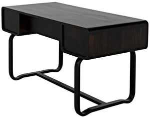 Noir Voltes Desk - Modern Industrial Ebony Walnut with Matte Black Iron Base for Stylish Workspaces GDES185EB