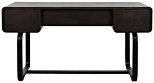 Noir Voltes Desk - Modern Industrial Ebony Walnut with Matte Black Iron Base for Stylish Workspaces GDES185EB
