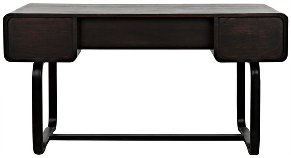 Noir Voltes Desk - Modern Industrial Ebony Walnut with Matte Black Iron Base for Stylish Workspaces GDES185EB