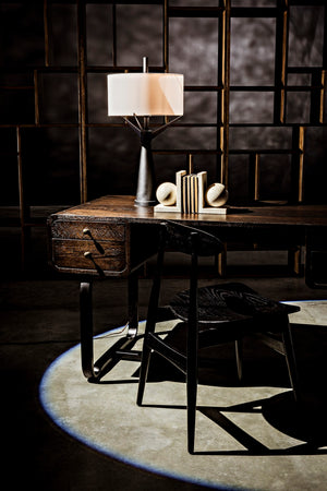 Noir Voltes Desk - Modern Industrial Ebony Walnut with Matte Black Iron Base for Stylish Workspaces GDES185EB