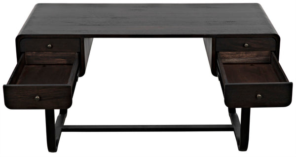 Noir Voltes Desk - Modern Industrial Ebony Walnut with Matte Black Iron Base for Stylish Workspaces GDES185EB