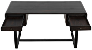 Noir Voltes Desk - Modern Industrial Ebony Walnut with Matte Black Iron Base for Stylish Workspaces GDES185EB