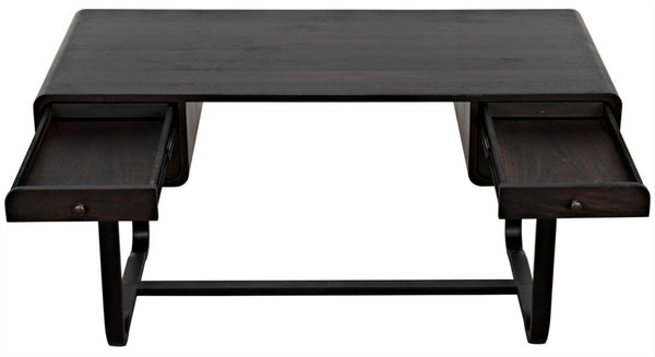 Noir Voltes Desk - Modern Industrial Ebony Walnut with Matte Black Iron Base for Stylish Workspaces GDES185EB