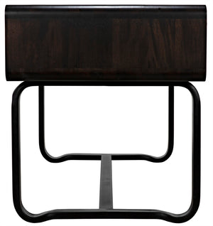 Noir Voltes Desk - Modern Industrial Ebony Walnut with Matte Black Iron Base for Stylish Workspaces GDES185EB