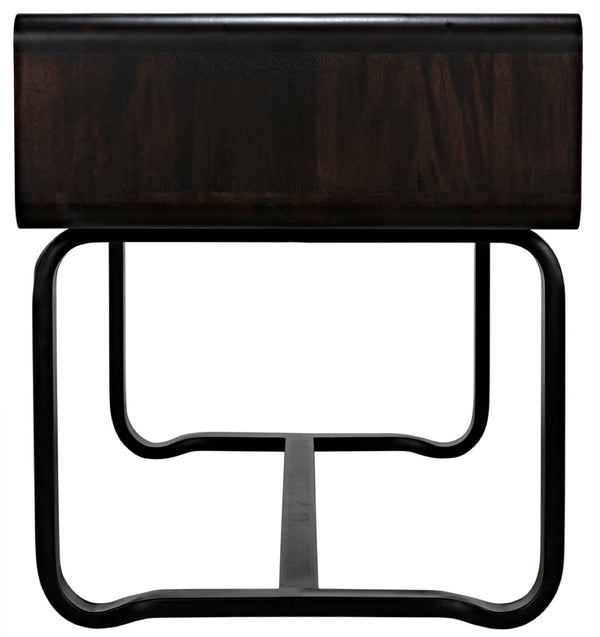 Noir Voltes Desk - Modern Industrial Ebony Walnut with Matte Black Iron Base for Stylish Workspaces GDES185EB