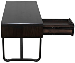 Noir Voltes Desk - Modern Industrial Ebony Walnut with Matte Black Iron Base for Stylish Workspaces GDES185EB