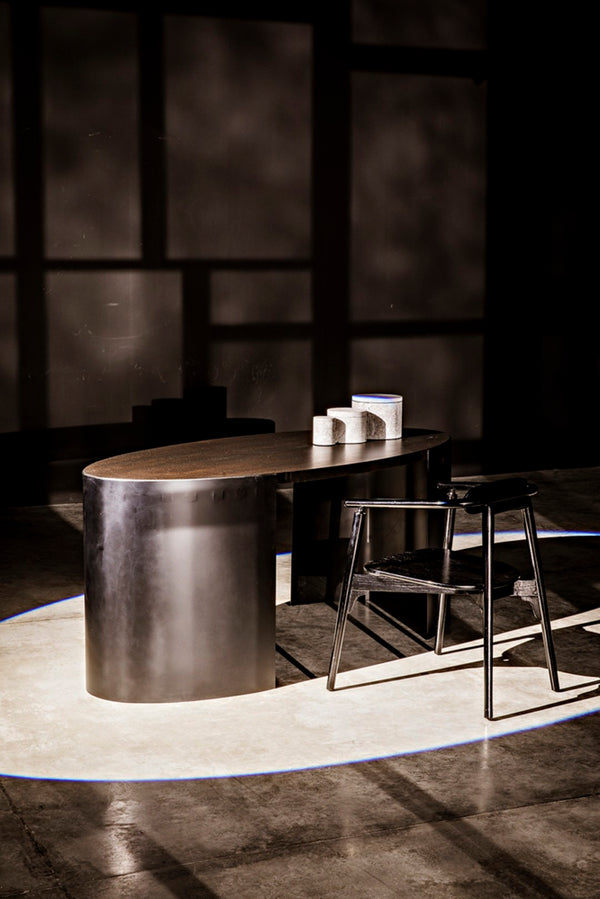 Noir Marigold Desk - Elegant Ebony Walnut & Matte Black Iron for a Modern Home Office Masterpiece! GDES186EB