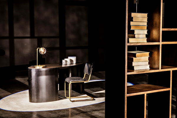 Noir Marigold Desk - Elegant Ebony Walnut & Matte Black Iron for a Modern Home Office Masterpiece! GDES186EB