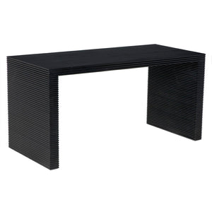 Noir Manhattan Desk - Hand-Rubbed Black Solid Mahogany for Stylish Home Office & Executive Workspaces GDES189HB