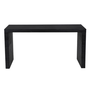 Noir Manhattan Desk - Hand-Rubbed Black Solid Mahogany for Stylish Home Office & Executive Workspaces GDES189HB