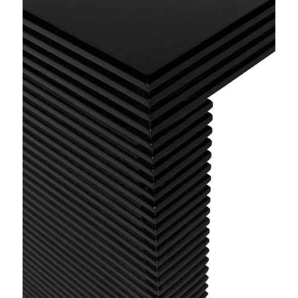 Noir Manhattan Desk - Hand-Rubbed Black Solid Mahogany for Stylish Home Office & Executive Workspaces GDES189HB