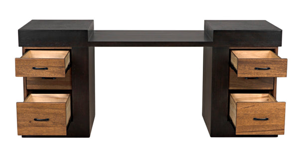 Noir Bentley Desk: Artisan-Crafted Dark Walnut with Ebony Accents for Timeless Elegance and Functionality GDES194EBDW