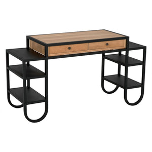 Noir Thomson Desk - Industrial-Modern White Oak Workspace with Matte Black Iron Legs for Home Offices GDES202MTB