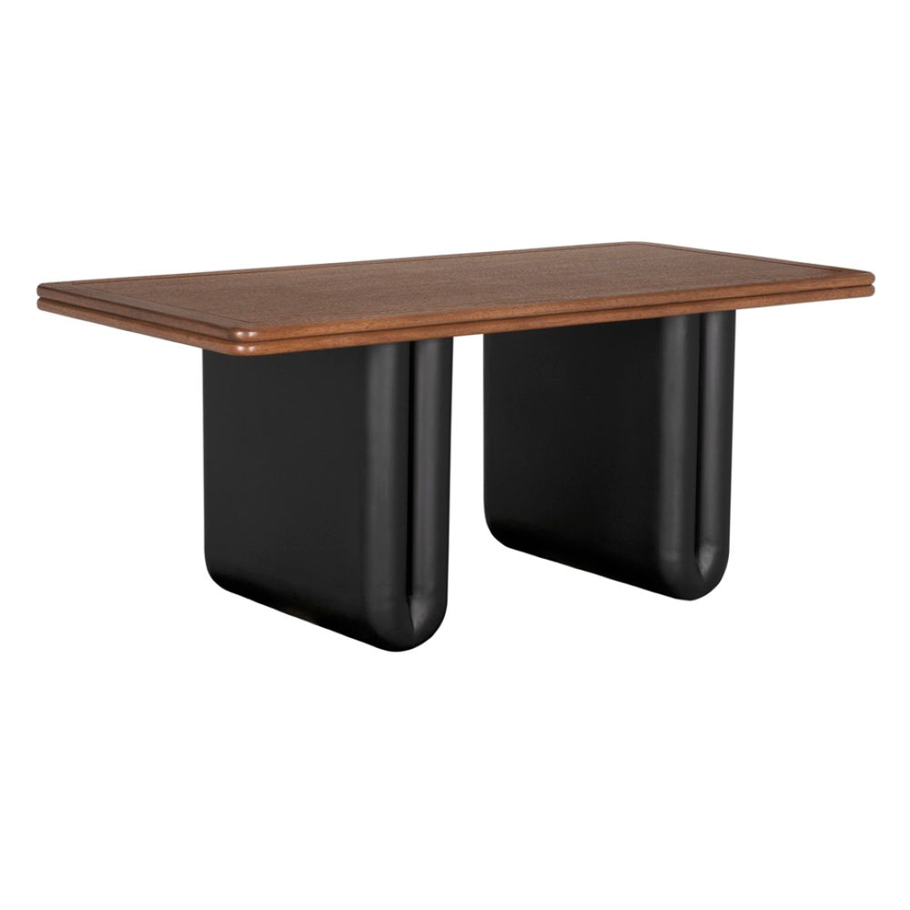 Noir Mila Desk: Stylish Walnut Veneer & Matte Black Steel Frame for Modern Home Office & Workspace Elegance GDES205DW
