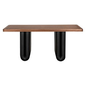 Noir Mila Desk: Stylish Walnut Veneer & Matte Black Steel Frame for Modern Home Office & Workspace Elegance GDES205DW