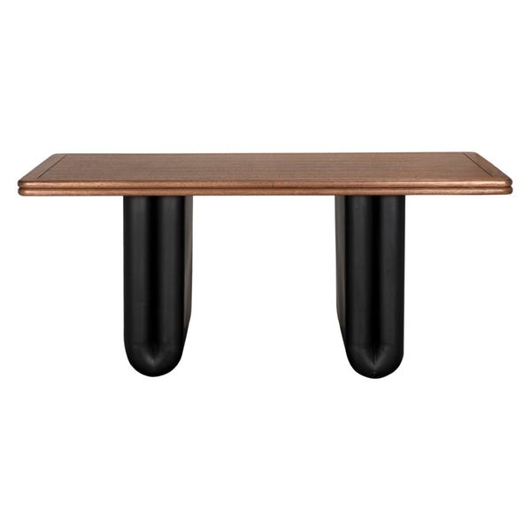Noir Mila Desk: Stylish Walnut Veneer & Matte Black Steel Frame for Modern Home Office & Workspace Elegance GDES205DW