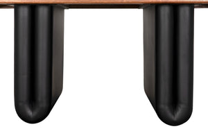 Noir Mila Desk: Stylish Walnut Veneer & Matte Black Steel Frame for Modern Home Office & Workspace Elegance GDES205DW
