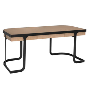 Noir Hamilton Desk - Modern White Oak & Industrial Steel Workspace, Stylish & Durable for Home Offices GDES207WO