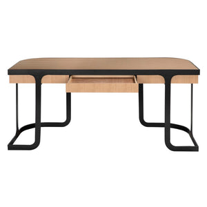 Noir Hamilton Desk - Modern White Oak & Industrial Steel Workspace, Stylish & Durable for Home Offices GDES207WO