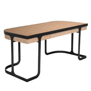 Noir Hamilton Desk - Modern White Oak & Industrial Steel Workspace, Stylish & Durable for Home Offices GDES207WO