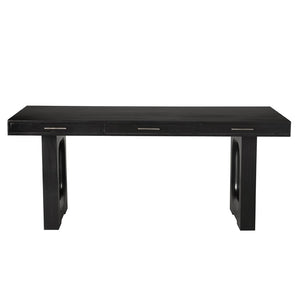 Noir Kirk Desk - Sculptural Mahogany Office Desk with Storage, Art Deco Elegance & Brutalist Strength GDES209HB