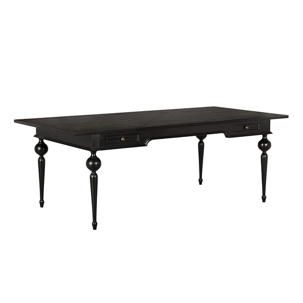 Noir Kingsley Executive Partner Desk Mahogany Brass Hardware Dual Workspace Traditional Study GDES210HB